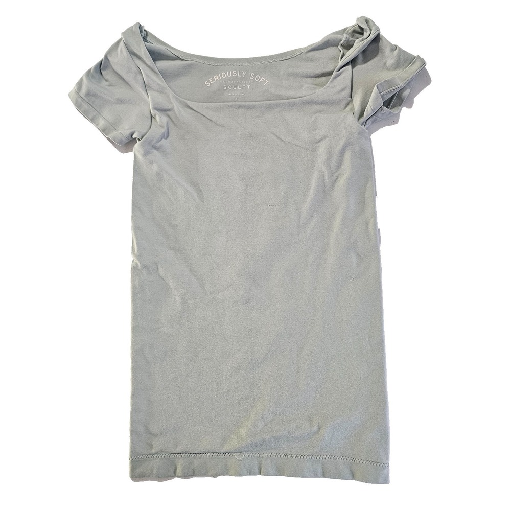 Aeropostale Seriously Soft Sculpt Womens Sage Green Square Neck Top Small Stretc - Picture 1 of 3